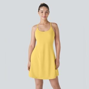 NEW Halara SoftlyZero Crossback Active Dress Large Long Yellow Shorts NWT